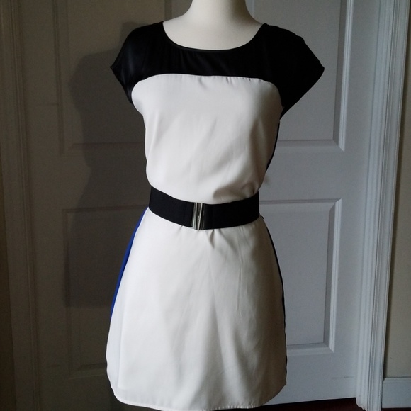 Express Colorblock white and blue Shirt Dress - Picture 6 of 8
